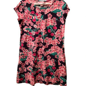 LILLY PULITZER EUC GIRLS DRESS BLUE OINK FALL CASUAL DRESSES FLORAL SIZE 6 7 M